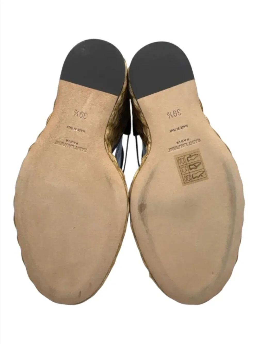 Saint Laurent Cassandra 105 Espadrille Wedge Sandals Brown Leather YSL NIB EU 39